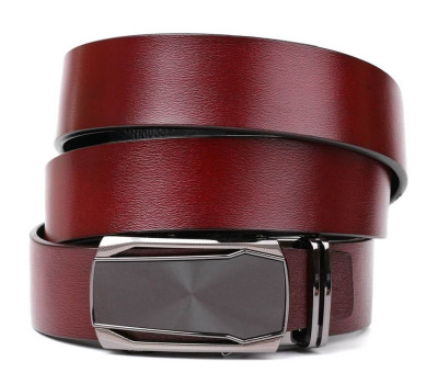 Ремінь з натуральної шкіри зі шкіряною вставкою в пряжці Vintage 20216 Коричневий