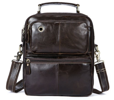 Сумка чоловіча гладка Vintage 14748 Коричнева