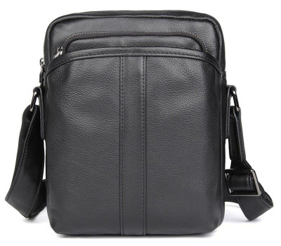 Сумка чоловіча шкіряна в зернистої шкірі Vintage 14977 Чорна