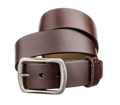 Чоловічий шкіряний ремінь із закругленою класичної пряжкою Vintage 20230 Коричневий