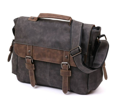 Чоловіча сумка зі шкірозамінника Vintage 20491 Сірий
