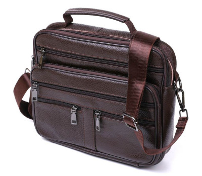 Практична шкіряна чоловіча сумка Vintage 20670 Коричневий