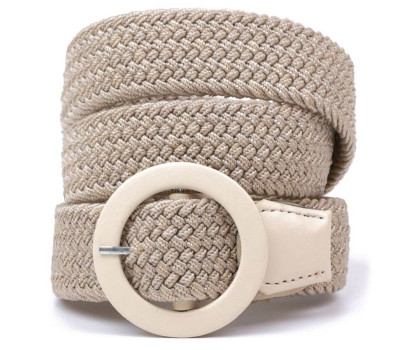 Чудовий жіночий текстильний ремінь Vintage 20820 Бежевий