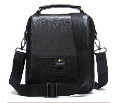 Сумка з зернистої шкіри на два відділення Vintage 20033 Чорний