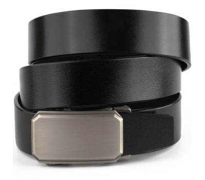 Ремінь чоловічий з автоматичною пряжкою закругленою Vintage 20275 Чорний