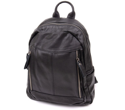 Рюкзак жіночий міський в гладку шкіру Vintage 20398 Чорний