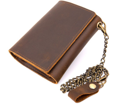 Портмоне унисекс с цепочкой матовое Vintage 20439 Коричневое