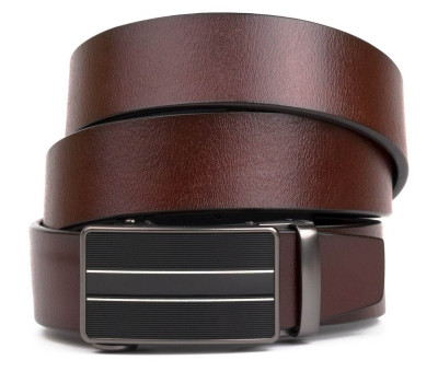 Міцний чоловічий ремінь з автоматичною пряжкою Vintage 20210 Коричневий