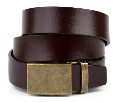 Ремінь чоловічий з латунною пряжкою автомат Vintage 20264 Коричневий