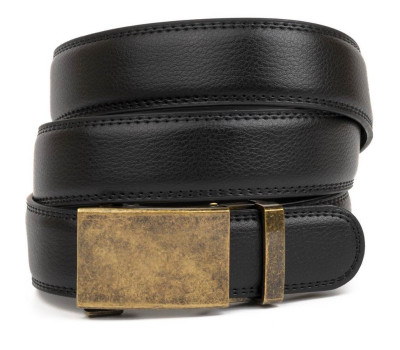 Ремінь чоловічий з латунною пряжкою Vintage 20310 Чорний