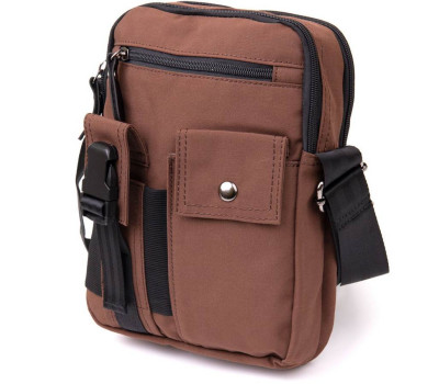 Універсальна текстильна чоловіча сумка на два відділення Vintage 20661 Коричнева