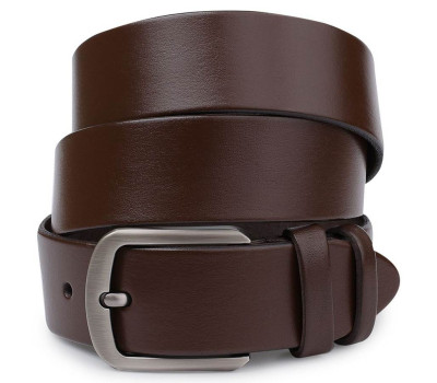 Шкіряний чоловічий гладкий ремінь Vintage 20726 Коричневий