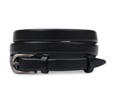 Тонкий шкіряний жіночий ремінь Vintage 20767 Чорний