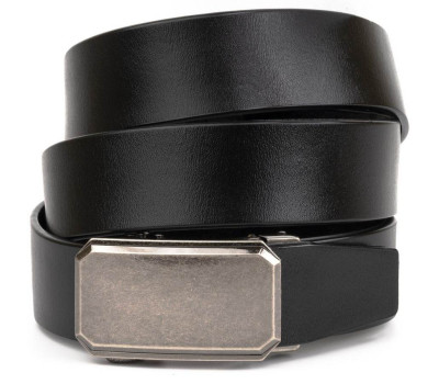Ремінь чоловічий з кутовою пряжкою Vintage 20274 Чорний