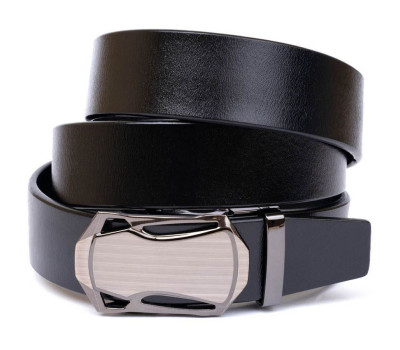 Ремінь чоловічий з пряжкою автомат Vintage 20355 Чорний