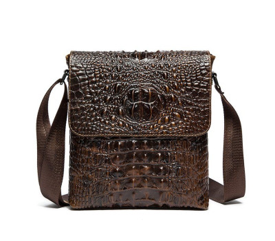 Сумка чоловіча з тисненням під крокодила Vintage 14698 Коричнева