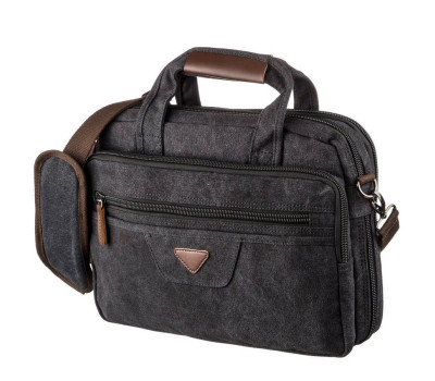 Сумка текстильна для ноутбука 15.6 на два відділення Vintage 20177 Чорна