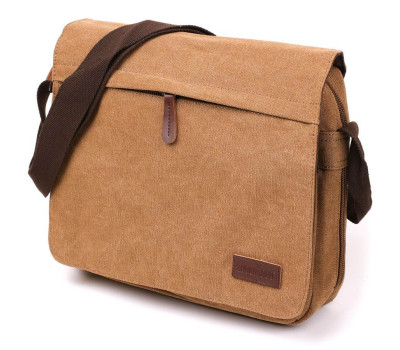 Текстильна сумка для ноутбука 13 дюймів через плече Vintage 20190 Коричнева