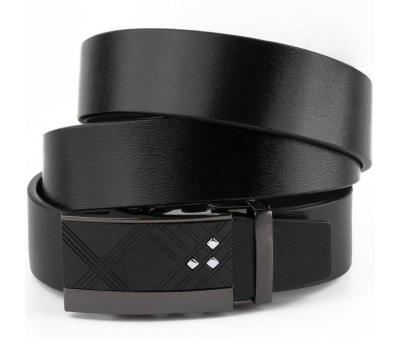 Ремінь чоловічий з ромбами на пряжці Vintage 20291 Чорний