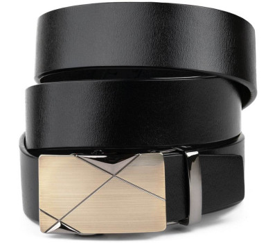 Ремінь чоловічий з пряжкою автомат діагональ Vintage 20252 Чорний