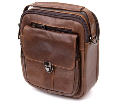 Компактний месенджер на два відділення чоловічий Vintage 20396 Коричневий