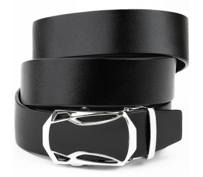 Ремінь чоловічий з пряжкою автомат з чорною вставкою Vintage 20254 Чорний