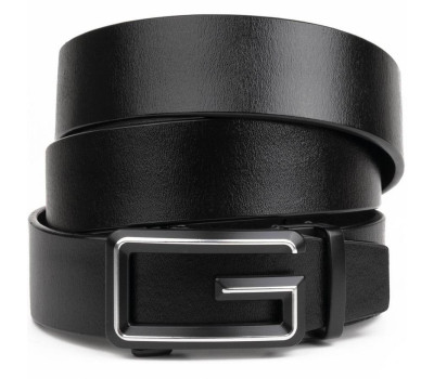 Ремінь чоловічий c силуетом букви G Vintage 20287 Чорний