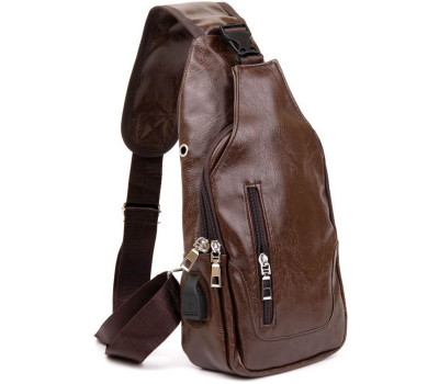 Сумка через плече на два відділення кожзам Vintage 20560 Темно-коричнева
