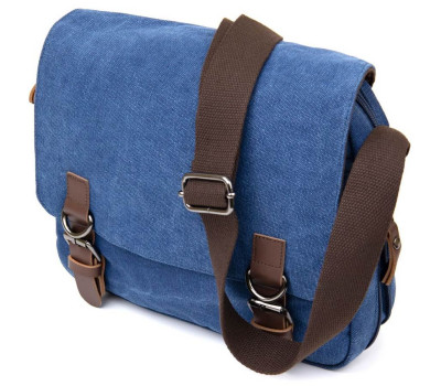 Сумка почтальонка текстильна Vintage 20606 Синя