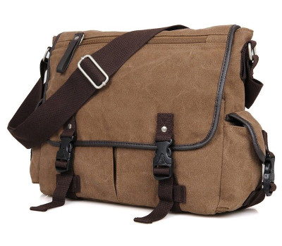 Сумка чоловіча Vintage 14412 текстильна Коричнева