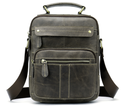 Сумка чоловіча вертикальна шкіряна Vintage 20028 Сіра
