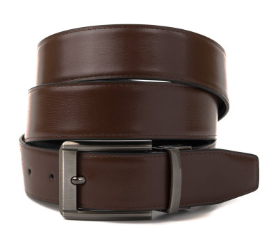 Ремінь чоловічий з затемненій пряжкою механіка Vintage 20225 Коричневий