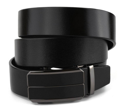 Ремінь чоловічий із затемненою чорною матовою пряжкою Vintage 20279 Чорний