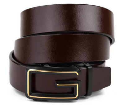 Ремінь чоловічий c пряжкою у вигляді букви G Vintage 20288 Коричневий