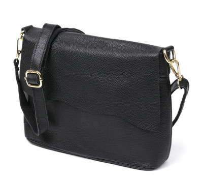 Невелика жіноча шкіряна сумка Vintage 20685 Чорний