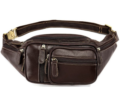 Поясна cумка об'ємна чоловіча Vintage 14860 Коричнева