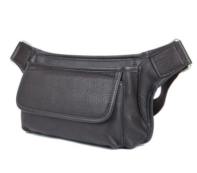 Сумка поясна зерниста шкіряна Vintage 14951 Коричнева