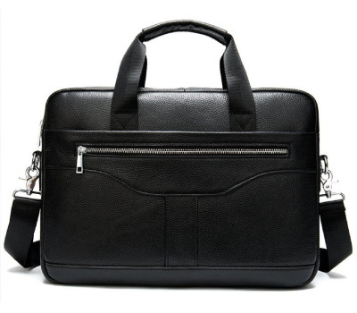 Ділова чоловіча сумка з зернистої шкіри Vintage 14886 Чорна