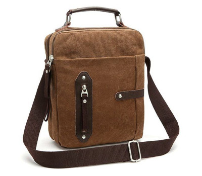 Сумка вертикальна текстильна Vintage 20155 Коричнева