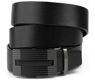 Ремінь чоловічий з лінійною пряжкою Vintage 20290 Чорний