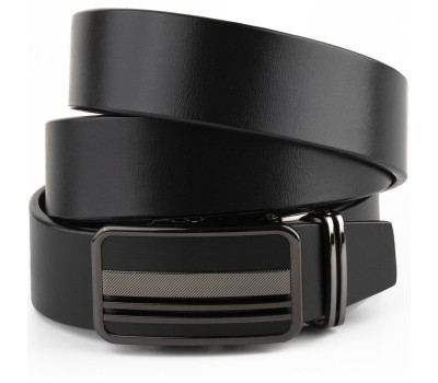 Ремінь чоловічий з автоматичною пряжкою смужки Vintage 20292 Чорний
