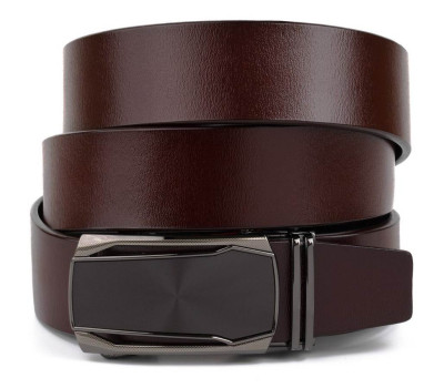 Ремінь чоловічий c матовою вставкою на пряжці Vintage 20278 Коричневий
