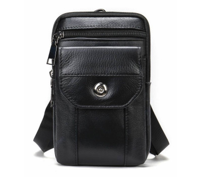 Шкіряна сумка на пояс Vintage 20358 Чорна