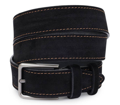 Оригінальний замшевий ремінь для чоловіків Vintage 20704 Чорний