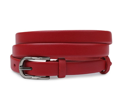 Тонкий шкіряний жіночий ремінь Vintage 20752 Червоний