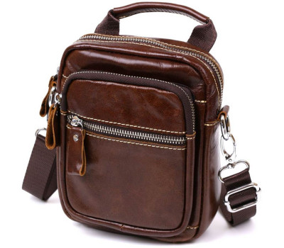 Невелика чоловіча сумка із натуральної шкіри Vintage 20478 Коричневий