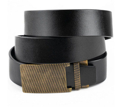 Ремінь чоловічий з латунною пряжкою Vintage 20331 Чорний