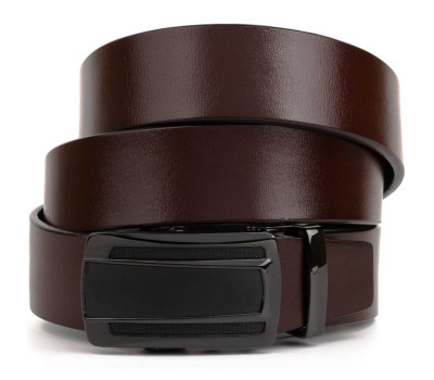 Ремінь чоловічий з затемненою пряжкою автомат Vintage 20296 Коричневий