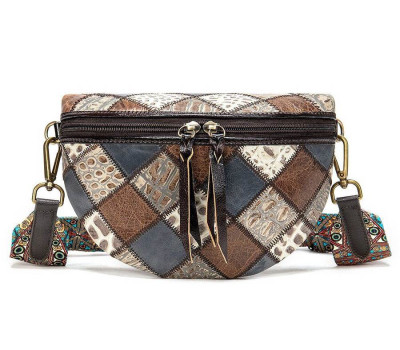 Жіноча поясна шкіряна сумка 20342 Vintage Різнокольорова