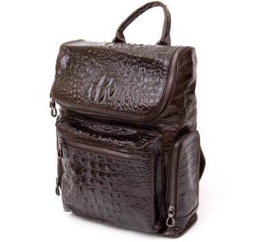 Рюкзак під рептилію шкіряний Vintage 20430 Коричневий